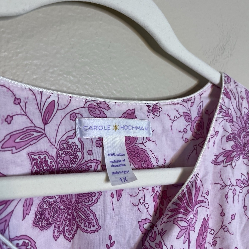 Carol Hochman Nightgown Pj Dress 100 Cotton Floral Pink Long Sleeve Preppy 1X XL - Picture 8 of 12